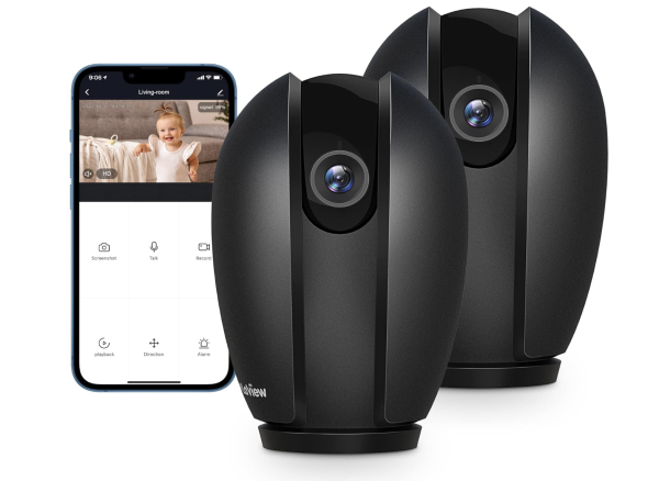 LaView Security Cameras for Home + 2X 32GB SD Cards, PT Home Security Camera System with Motion Detection, Two-Way Audio, Night Vision, Indoor WiFi Camera for Baby/pet, Alexa, USA